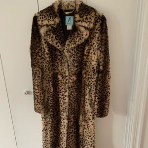 Marciano- Guess Rabbit Fur Leopard Print Long Coat